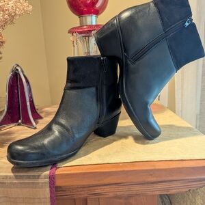 Clarks Black Leather Ankle Booties